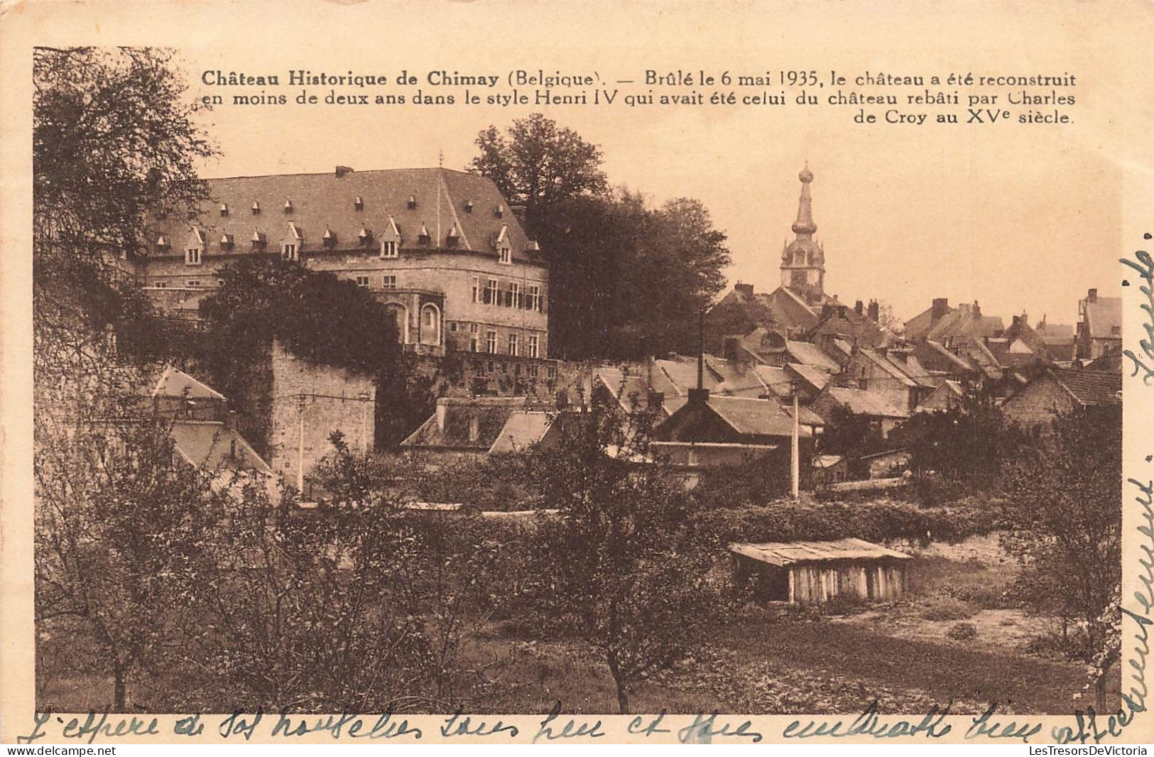 BELGIQUE - Château Historique De Chimay - Brûlé Le 6 Mai 1935 - Carte Postale Ancienne - Chimay