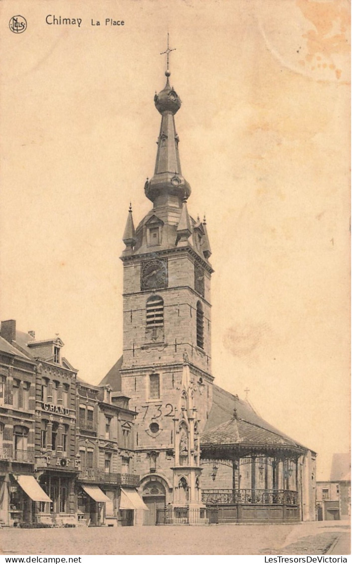 BELGIQUE - Chimay - La Place - Eglise  - Carte Postale Ancienne - Chimay