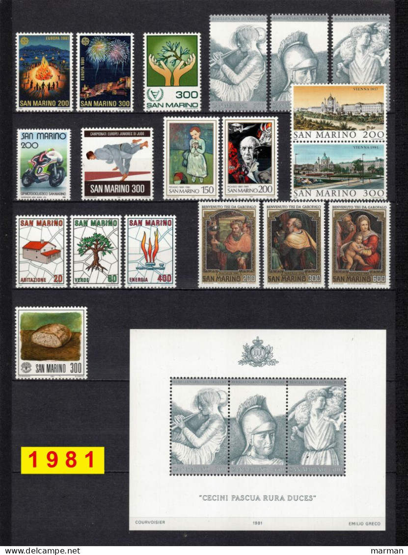 SAN MARINO 1981/1985 Annate COMPLETE Fbolli Nuovi **/MNH - Full Years