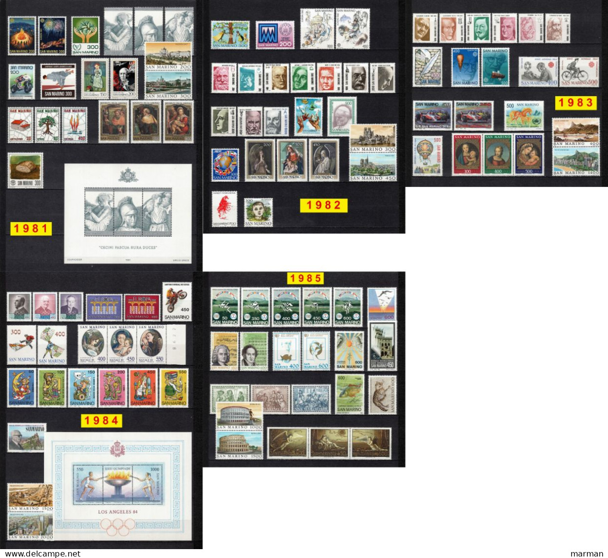 SAN MARINO 1981/1985 Annate COMPLETE Fbolli Nuovi **/MNH - Collections, Lots & Séries