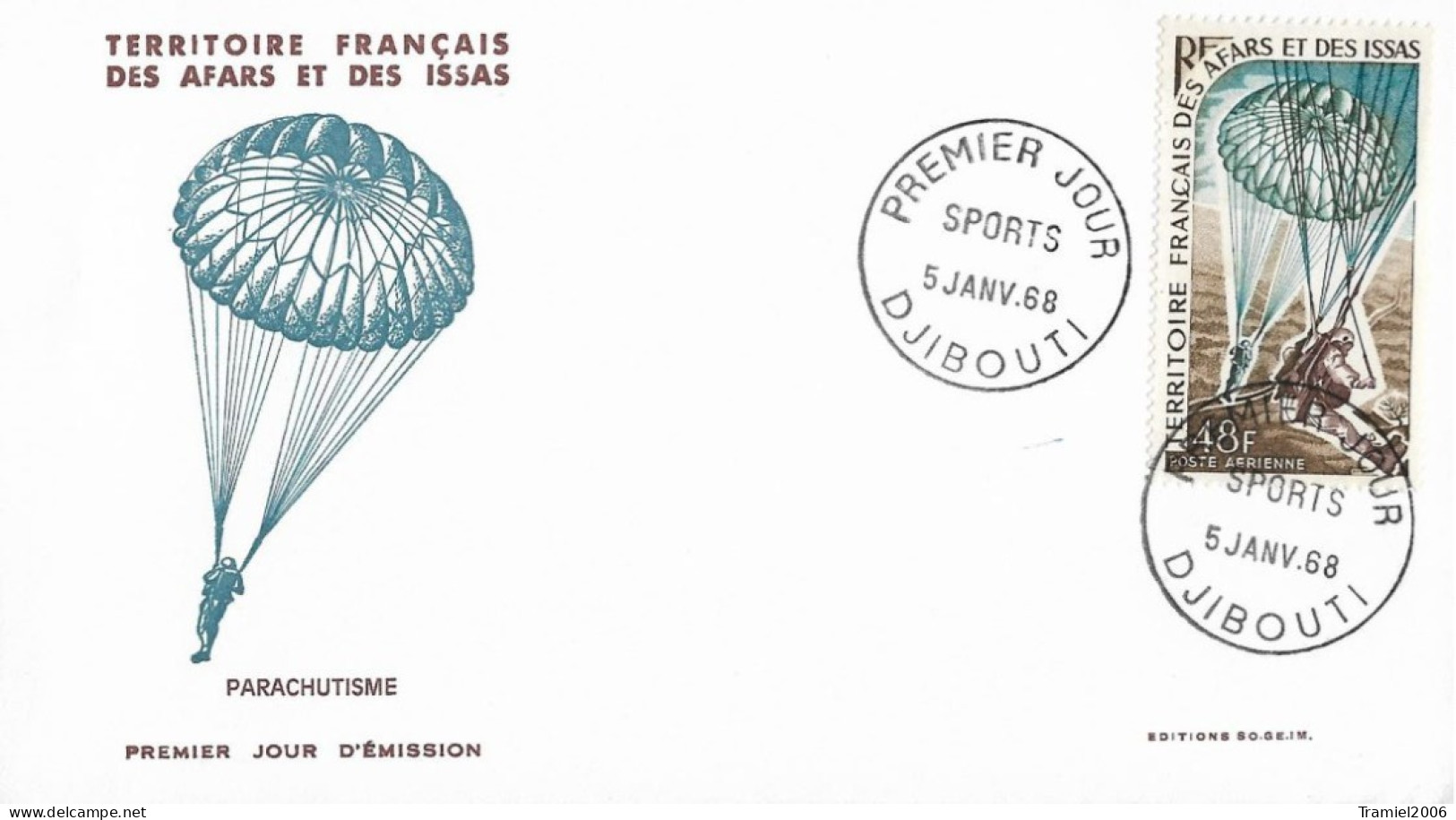 AFARS & ISSAS 2001 - YT PA.57 - Sports - Parachutisme - 05.01.1968 - Used Stamps