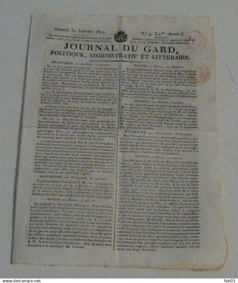 Journal Du Gard Du 30 Janvier 1819.(St-Hélène,Bonaparte-Douvres-Gardes Suisses). - 1800 - 1849