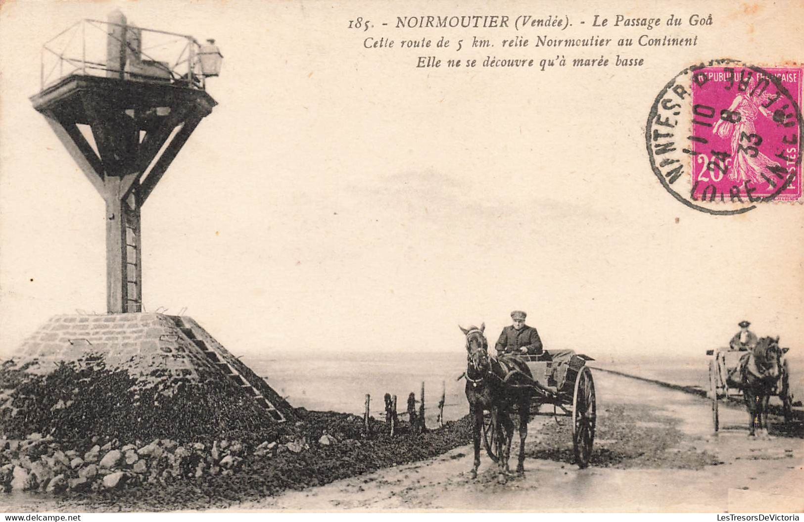 FRANCE - Noirmoutier - Le Passage Du Goa - Charrues Chevaux - Carte Postale Ancienne - Noirmoutier