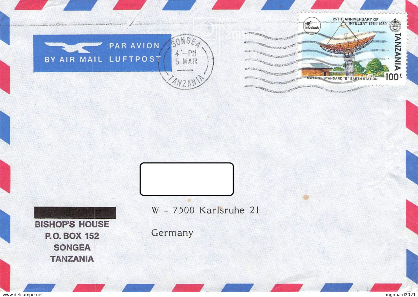 TANZANIA - AIRMAIL 1989 - KARLSRUHE/DE / 1302 - Tansania (1964-...)