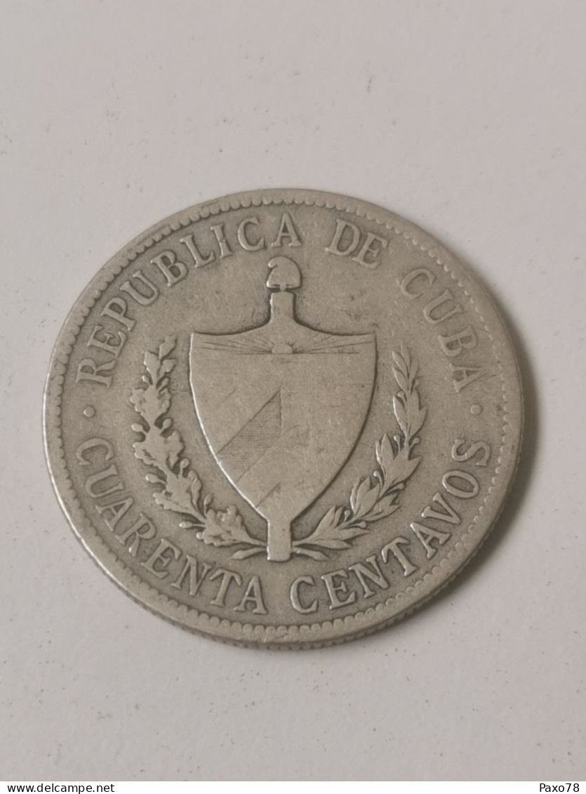 Cuba, 40 Centavos 1916. Rare Coin Argent - Cuba