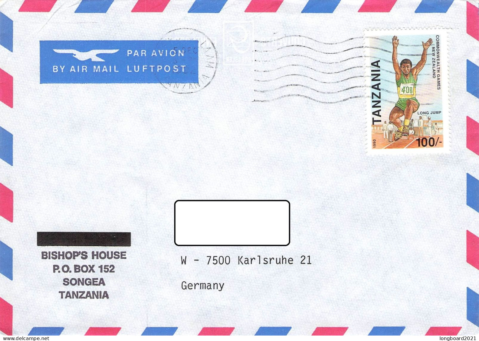 TANZANIA - AIRMAIL 1990 - KARLSRUHE/DE / 1303 - Tansania (1964-...)