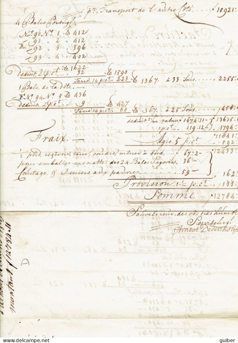 Facture Amsterdam De 34 Bales De Laine 1769 Vers Bois Le Ducq Ou Bois Le Duc  - Paesi Bassi