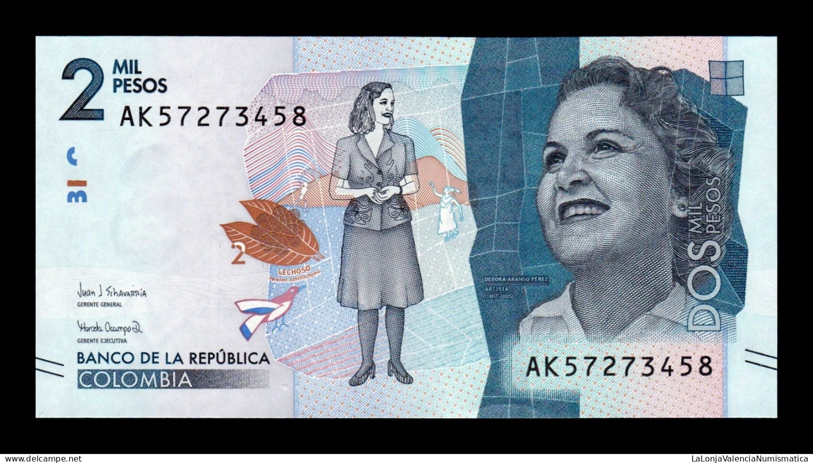 Colombia 2000 Pesos Débora Arango Pérez 2018 Pick 458d Sc Unc - Colombie