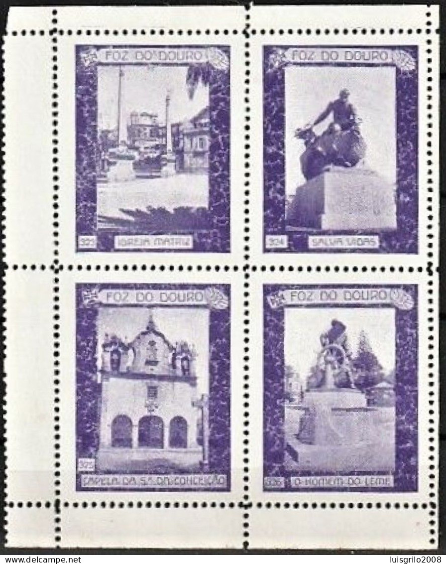 Portugal 1938, Porto Foz Do Douro - 4 Vignettes Touristiques/ 4 Vinhetas De Turismo -|- MNH - Local Post Stamps