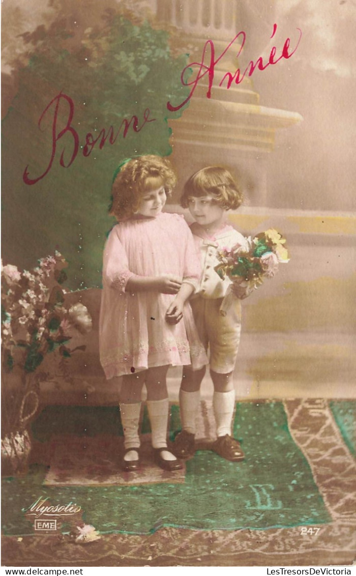 FÊTES - VŒUX - Bonne Année - Petites Filles - Colorisé - Carte Postale Ancienne - Anniversaire