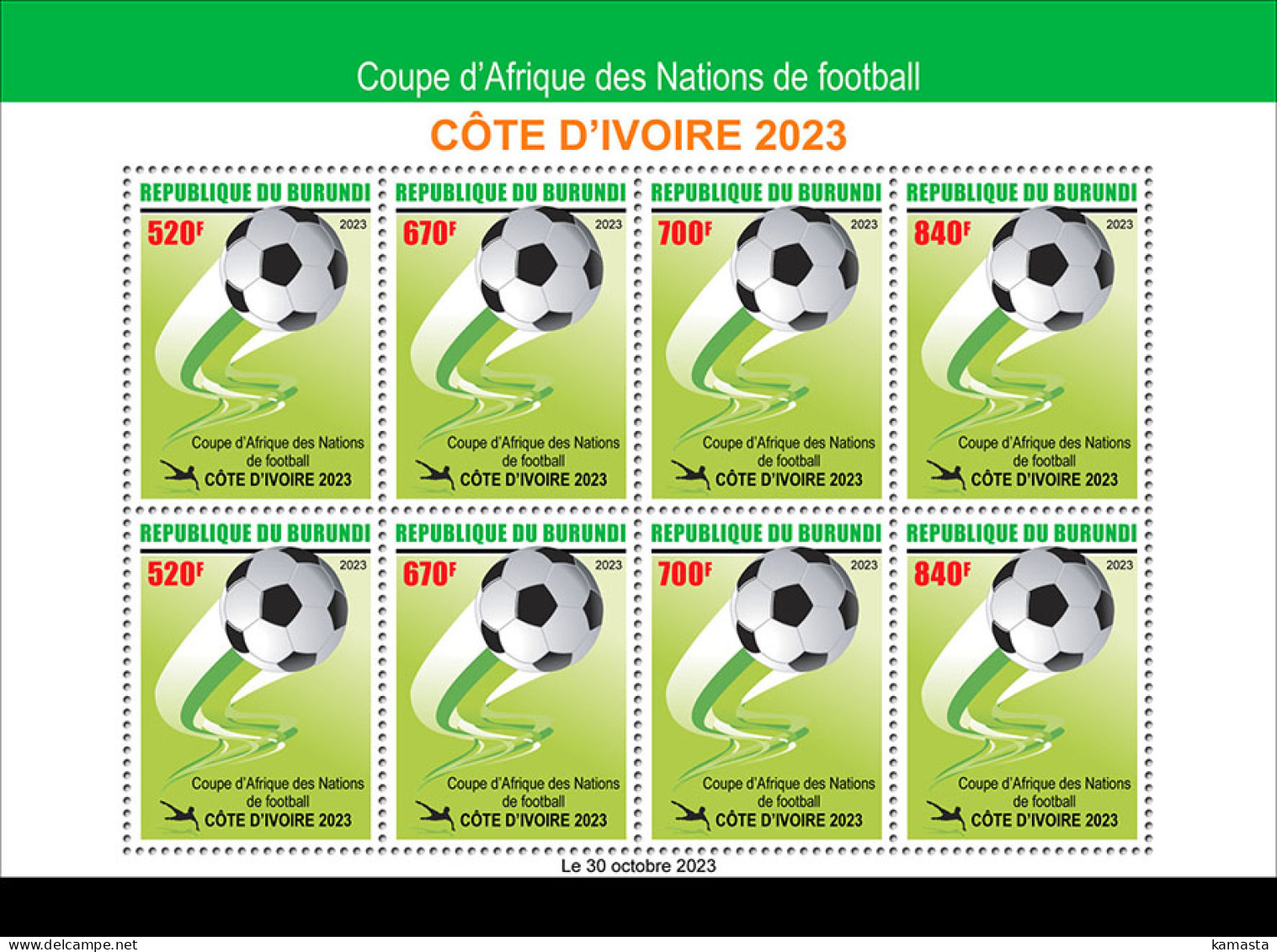 Burundi  2023 Africa Cup Of Nations. (105f) OFFICIAL ISSUE - Fußball-Afrikameisterschaft