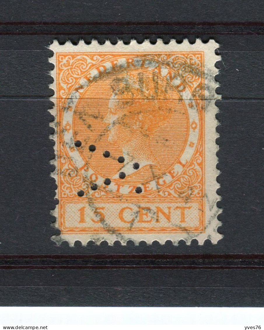 PAYS-BAS - Y&T N° 212° - Perfin - Perforé - Wilhelmine - Perforés