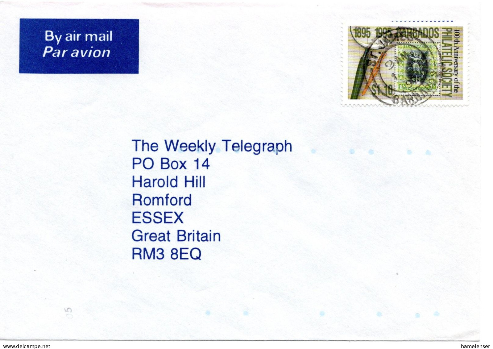 60799 - Barbados - 1995 - $1,10 Philatelie EF A LpBf ST.JAMES -> Grossbritannien - Stamps On Stamps
