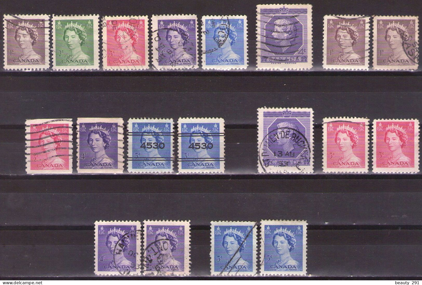 Canada 1953 - ELIZABETH II - Mi 277/282A,279D,280D - USED - Used Stamps
