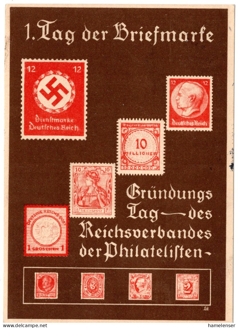 60806 - Deutsches Reich - 1936 - 3Pfg PGAKte "Tag Der Briefmarke '36" SoStp ASCHAFFENBURG - ... -> Coburg - Tag Der Briefmarke