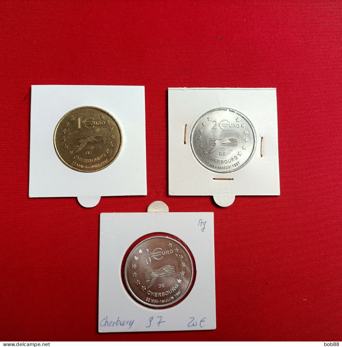 PIÈCES 1, 2 ET 20 (ARGENT) EURO TEMPORAIRE VILLE DE CHERBOURG - Euro Van De Steden