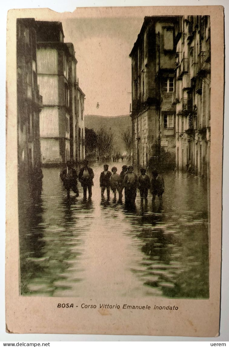 SARDEGNA ORISTANO BOSA CORSO VITTORIO EMANUELE INONDATO Formato Piccolo Viaggiata 1929 Da Bosa Per Nuoro Piccola Mancanz - Oristano