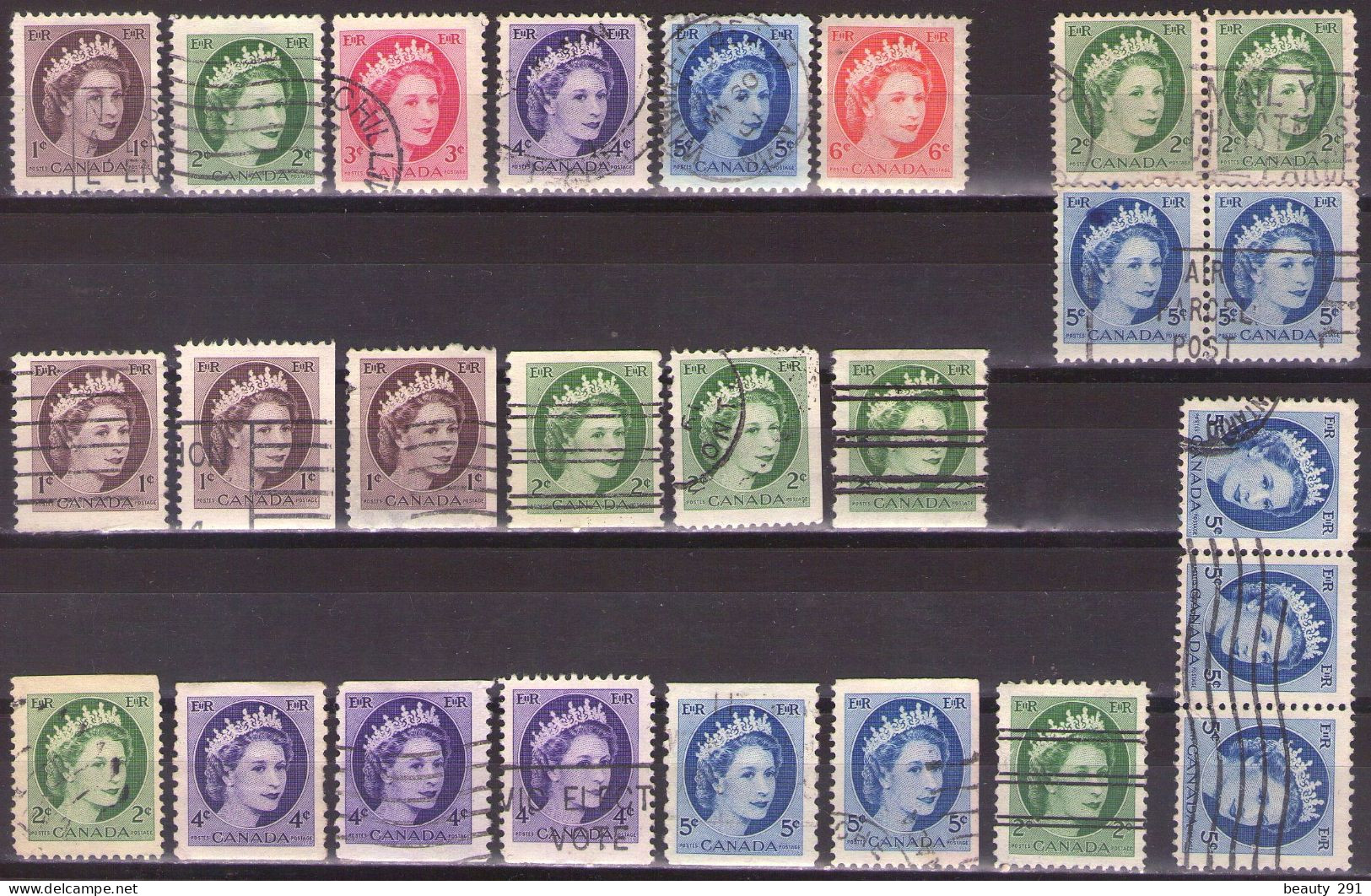 Canada 1954 - ELIZABETH II - Mi 290-295A,D,E,F - USED - Oblitérés