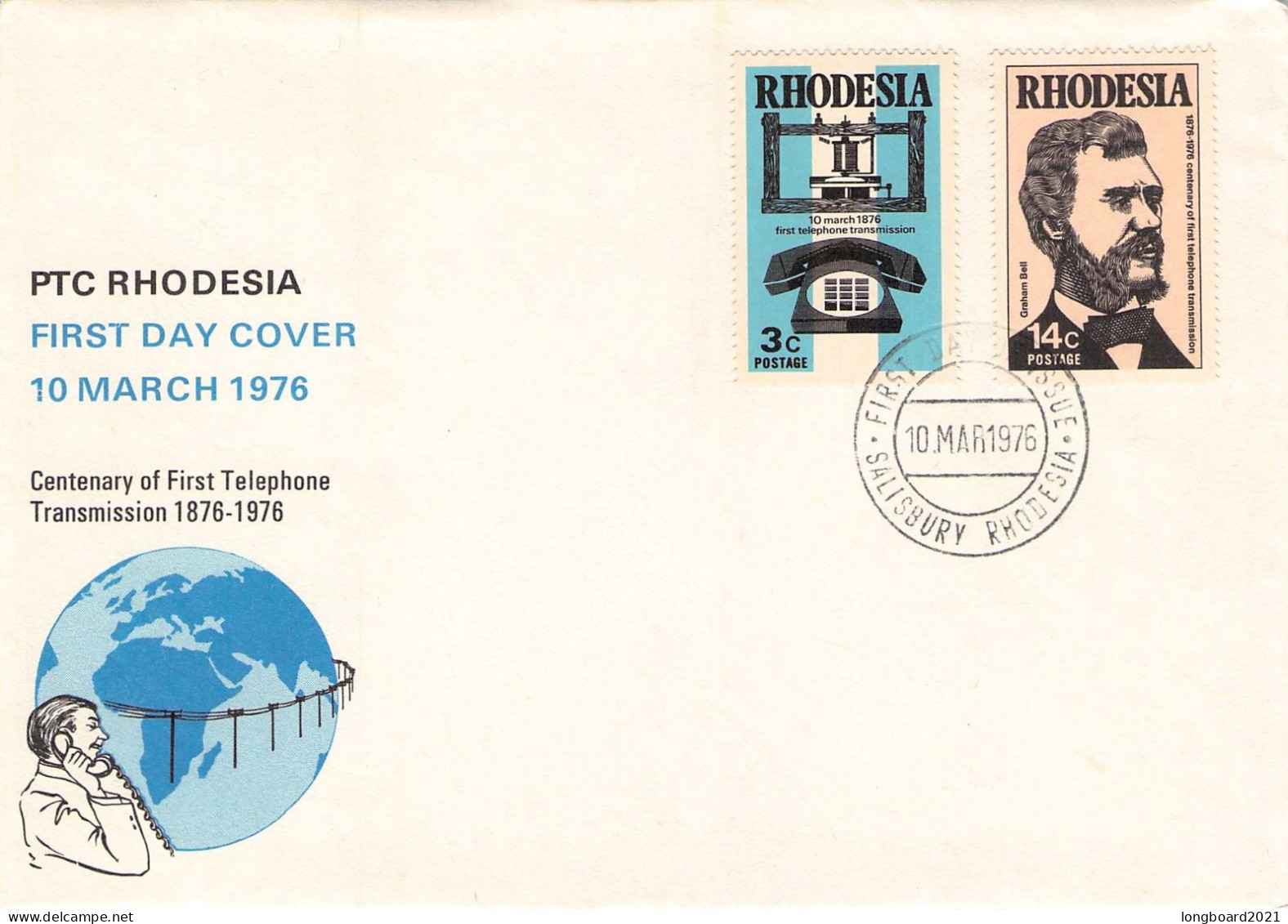 RHODESIA - FDC 1976 TELEPHONE TRANSMISSION Mi 170-171 / 1318 - Rhodesië (1964-1980)