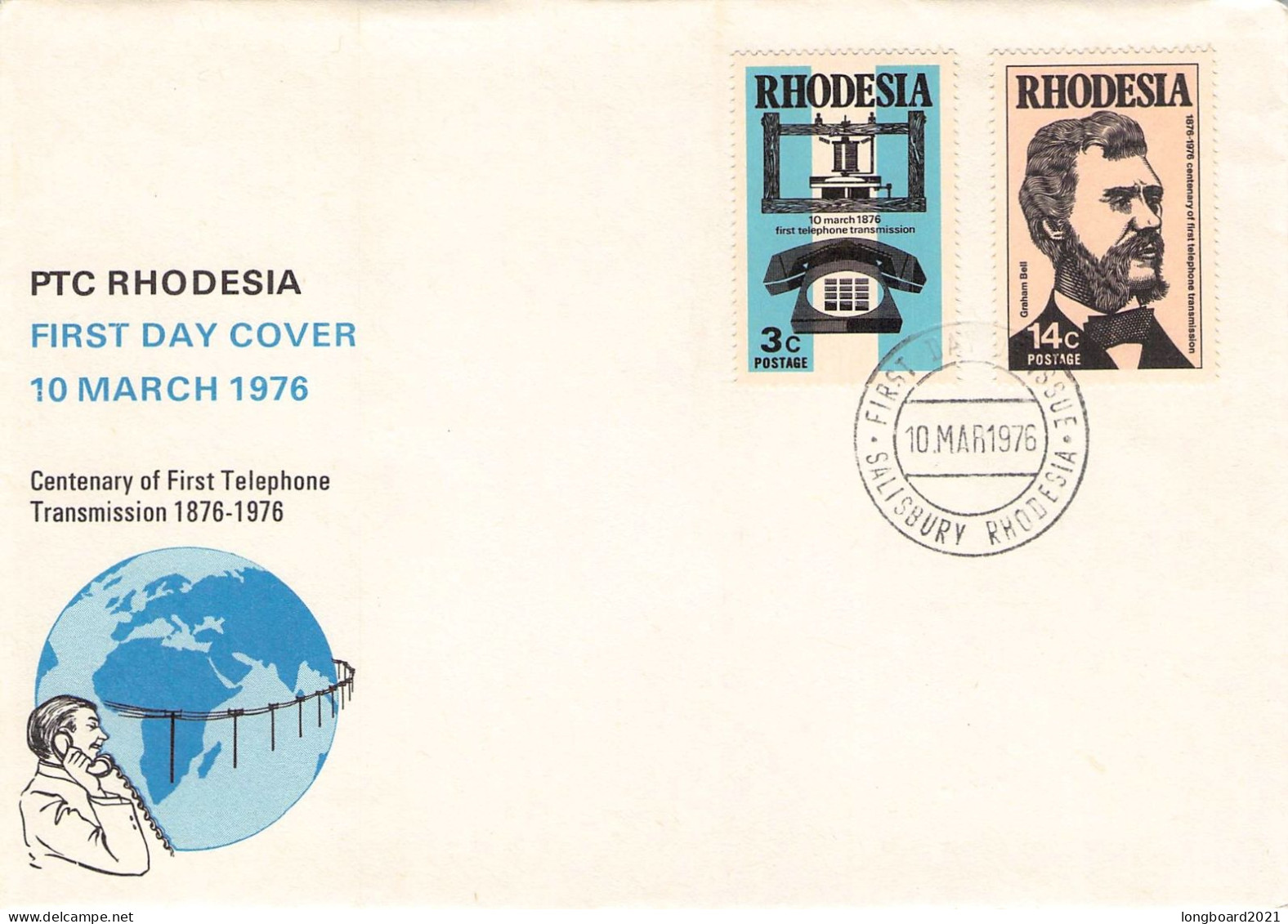 RHODESIA - FDC 1976 TELEPHONE TRANSMISSION Mi 170-171 / 1318 - Rhodesia (1964-1980)