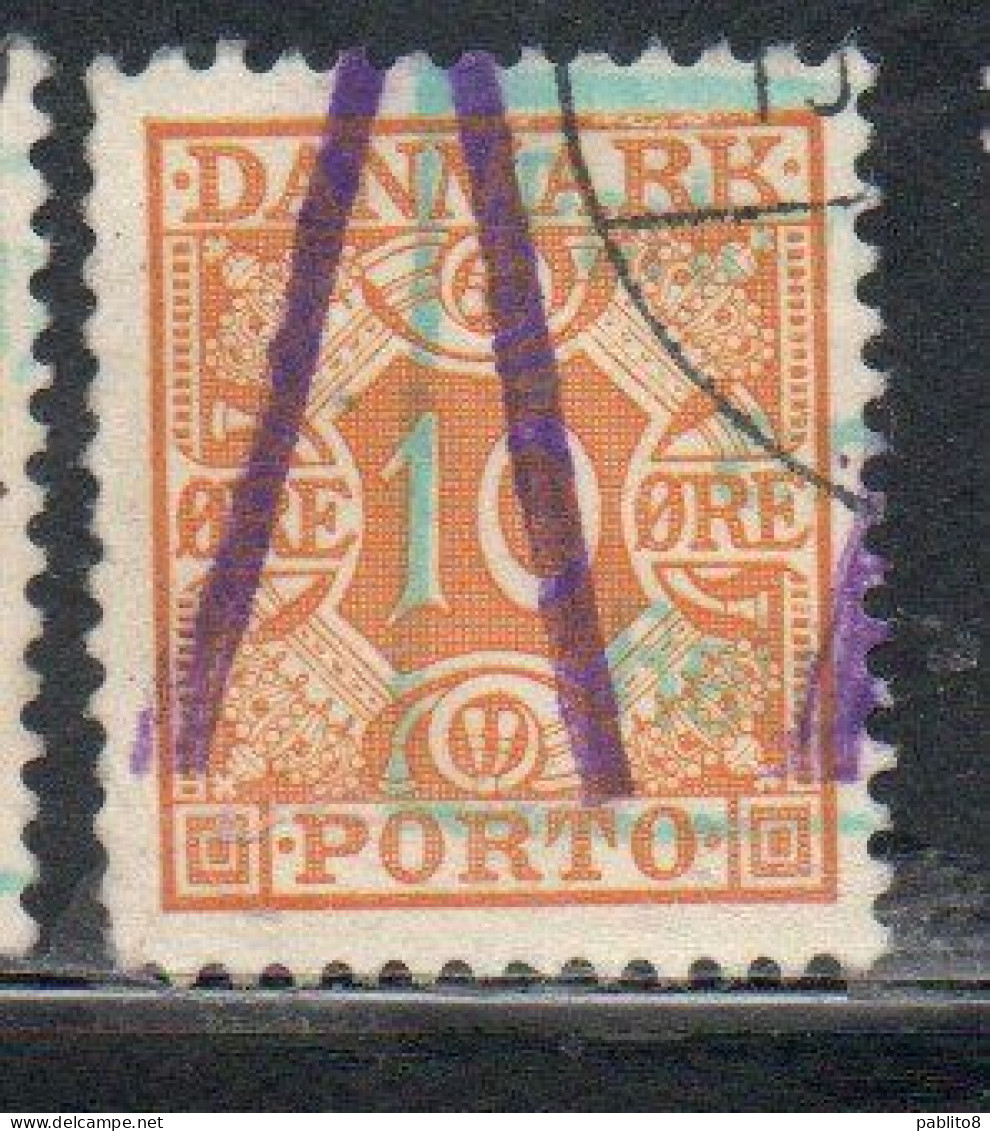 DANEMARK DANMARK DENMARK DANIMARCA 1934 1935 PORTO OFFICIAL STAMPS NUMERAL 10o USED USATO OBLITERE' - Dienstmarken