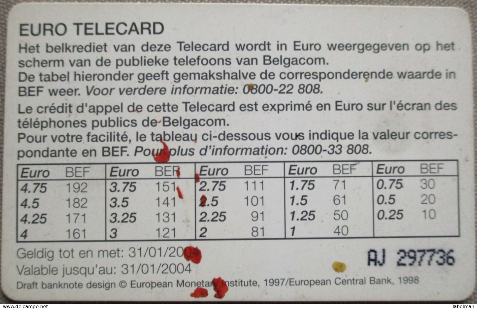 BELGIUM BELGACOM TELECOM PELEPHONE TELEPHONE PHONE TELEFONWERTKARTE PHONECARD KART CARTELA CARD CARTE KARTE COLLECTOR - Carte GSM, Ricarica & Prepagata