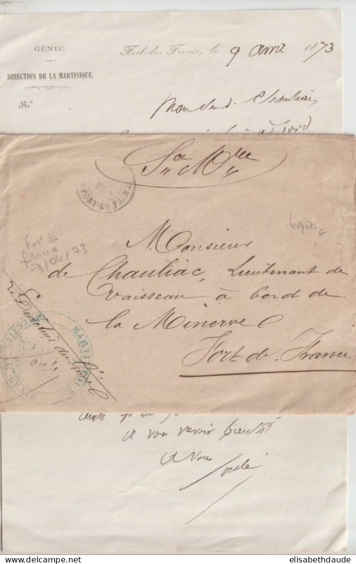 1873 - GENIE MILITAIRE En MARTINIQUE ! LETTRE De FORT DE FRANCE ! - Legerstempels (voor 1900)