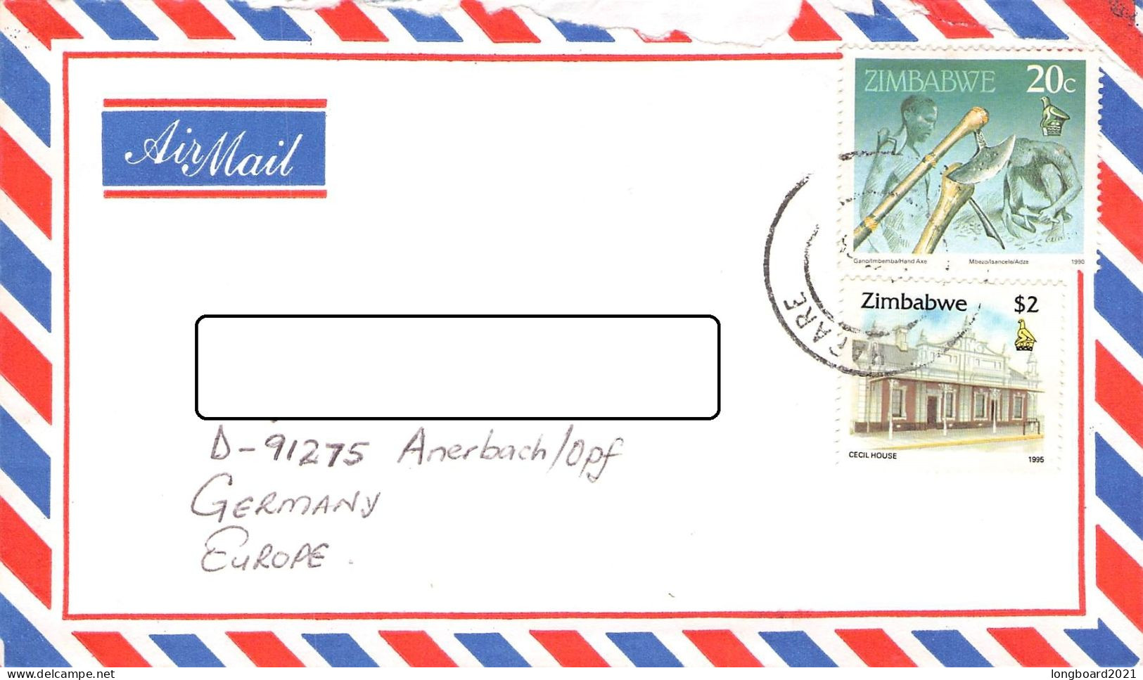 ZIMBABWE - AIRMAIL Ca 1991 HARARE - ANERBACH/DE / 1326 - Zimbabwe (1980-...)