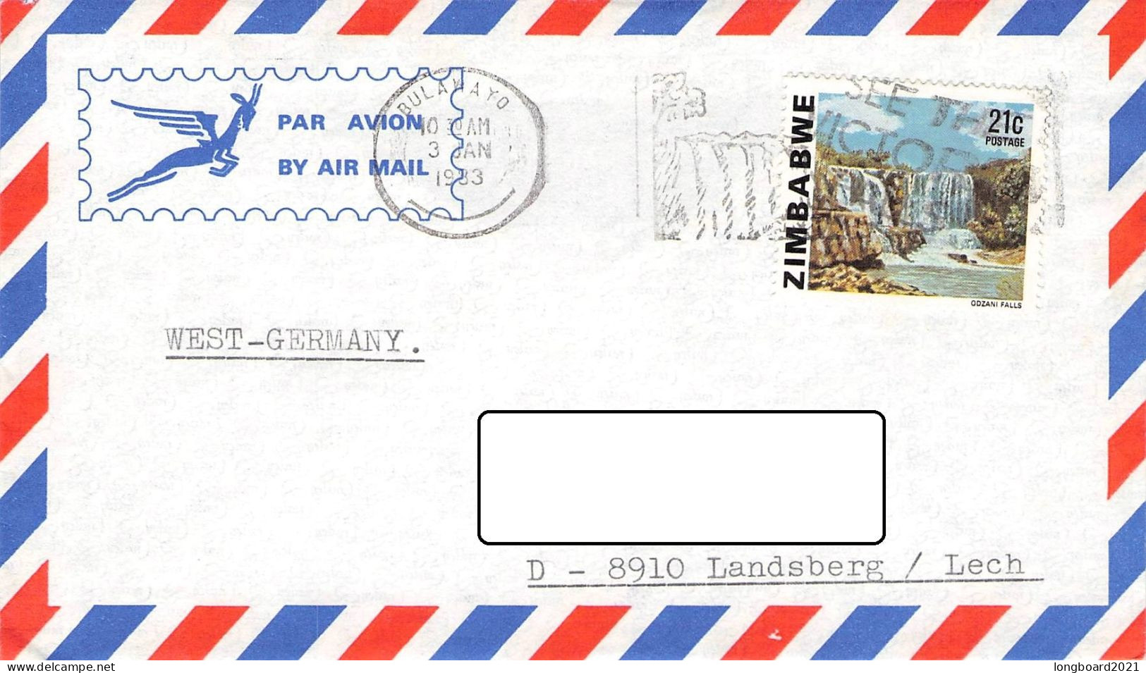 ZIMBABWE - AIRMAIL 1983 BULAWAYO - LANDSBERG/DE / 1327 - Zimbabwe (1980-...)