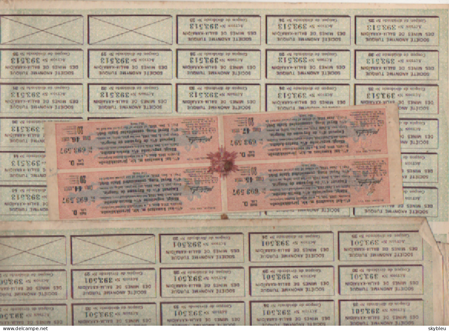 Mines De Balia-Karaidin -  2 Actions - 1935 - Coupons - Constantinople - - Mines