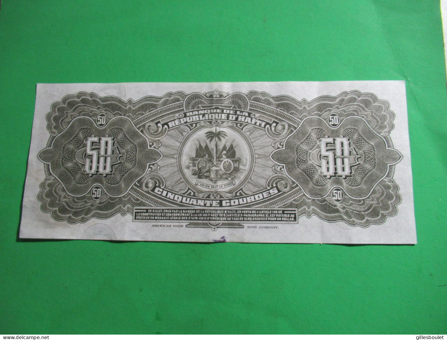 Haïti, Ancien Billet De 50 Gourdes Série C. Non Daté. Numéro Simple TTB. Rare.Petite Trace Encre Au Milieu,en Bas. - Haiti