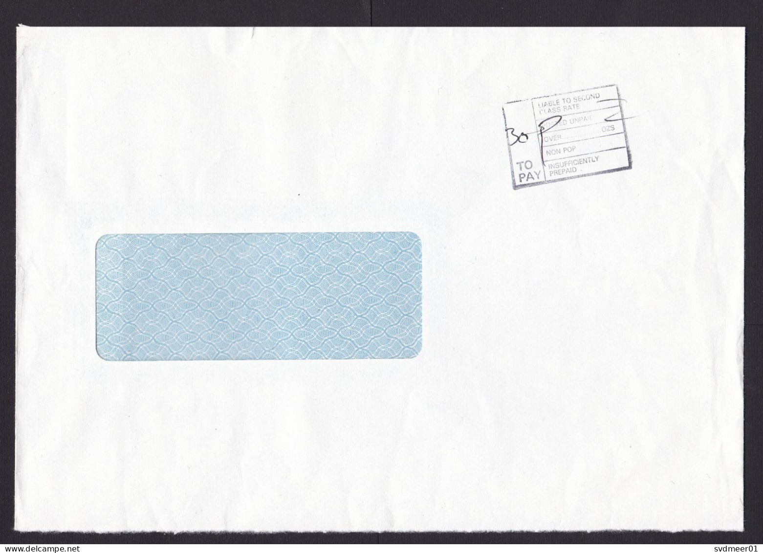 UK: Cover, No Stamps, Cancel Posted Unpaid, 30p To Pay, Postage Due, Taxed (traces Of Use) - Brieven En Documenten