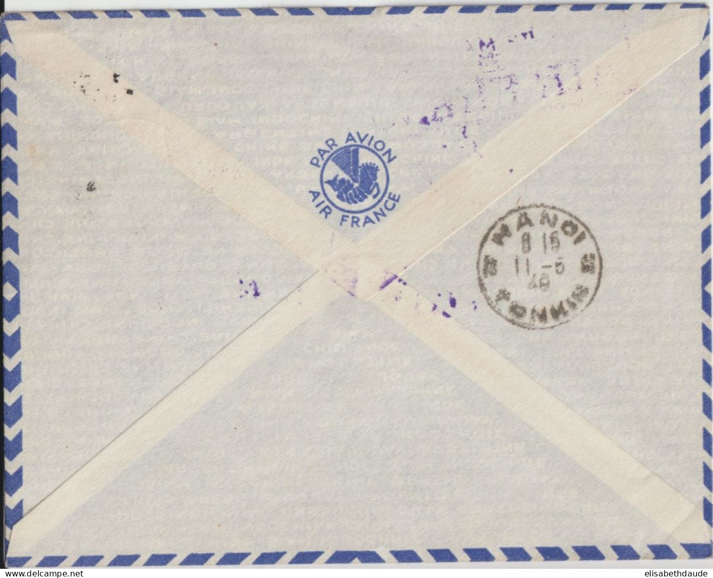 1948 - AIR FRANCE CHINE : HONGKONG - HAIPHONG - HANOI ! ENVELOPPE REOUVERTURE DE LA LIGNE AERIENNE - Cartas & Documentos