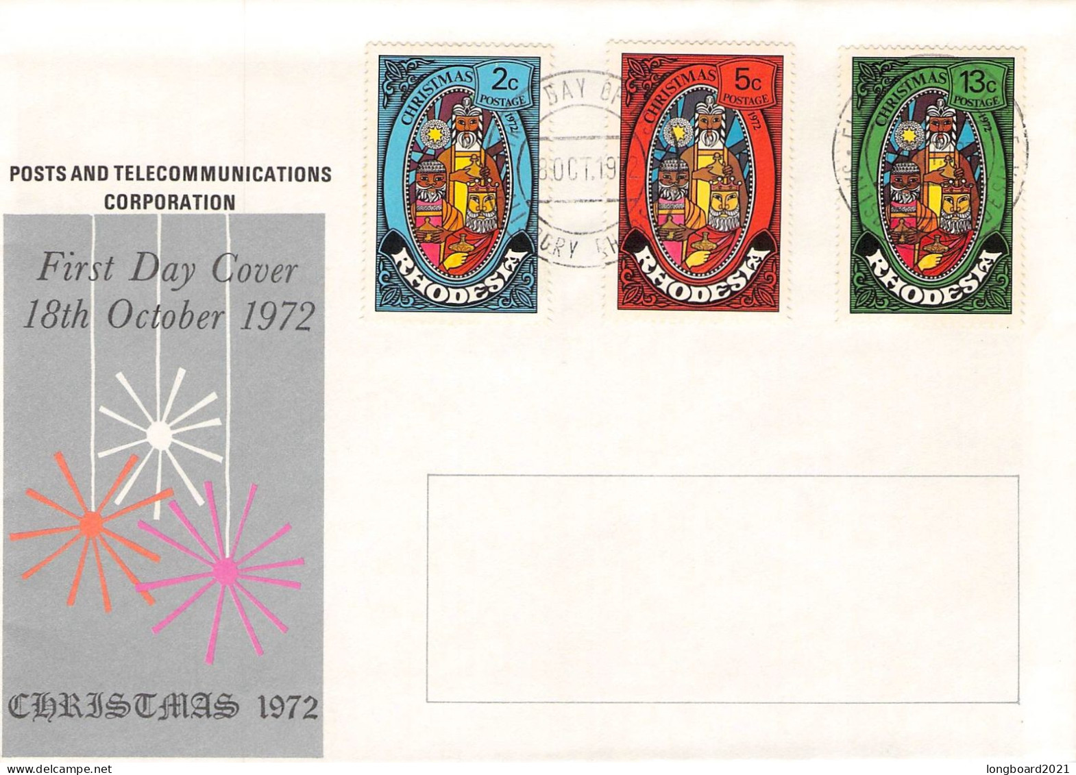 RHODESIA - FDC 1972 CHRISTMAS MI 123-125 / 1332 - Rhodésie (1964-1980)