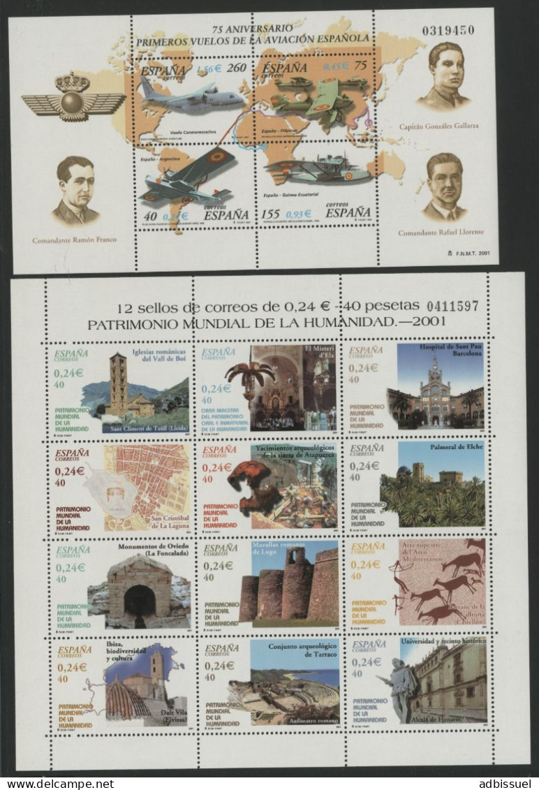 ESPAGNE 2001 Année Complète Vendue à La Valeur Faciale. Cote 112.65 € N° 3776 à 3856 Neufs ** (MNH). 5 PHOTOS - Ganze Jahrgänge