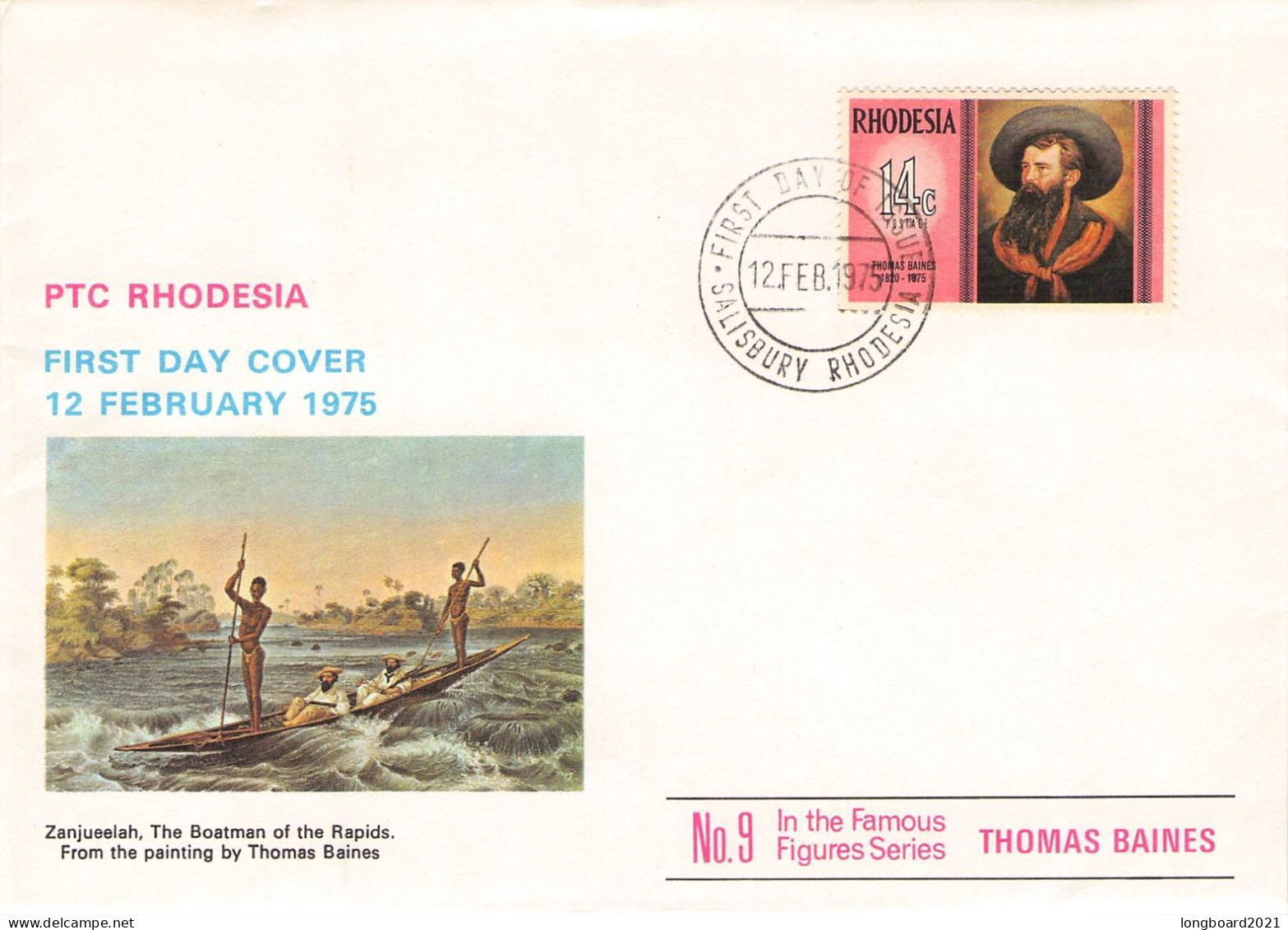 RHODESIA - FDC 1975 THOMAS BAINES MI 159 / 1335 - Rhodesien (1964-1980)