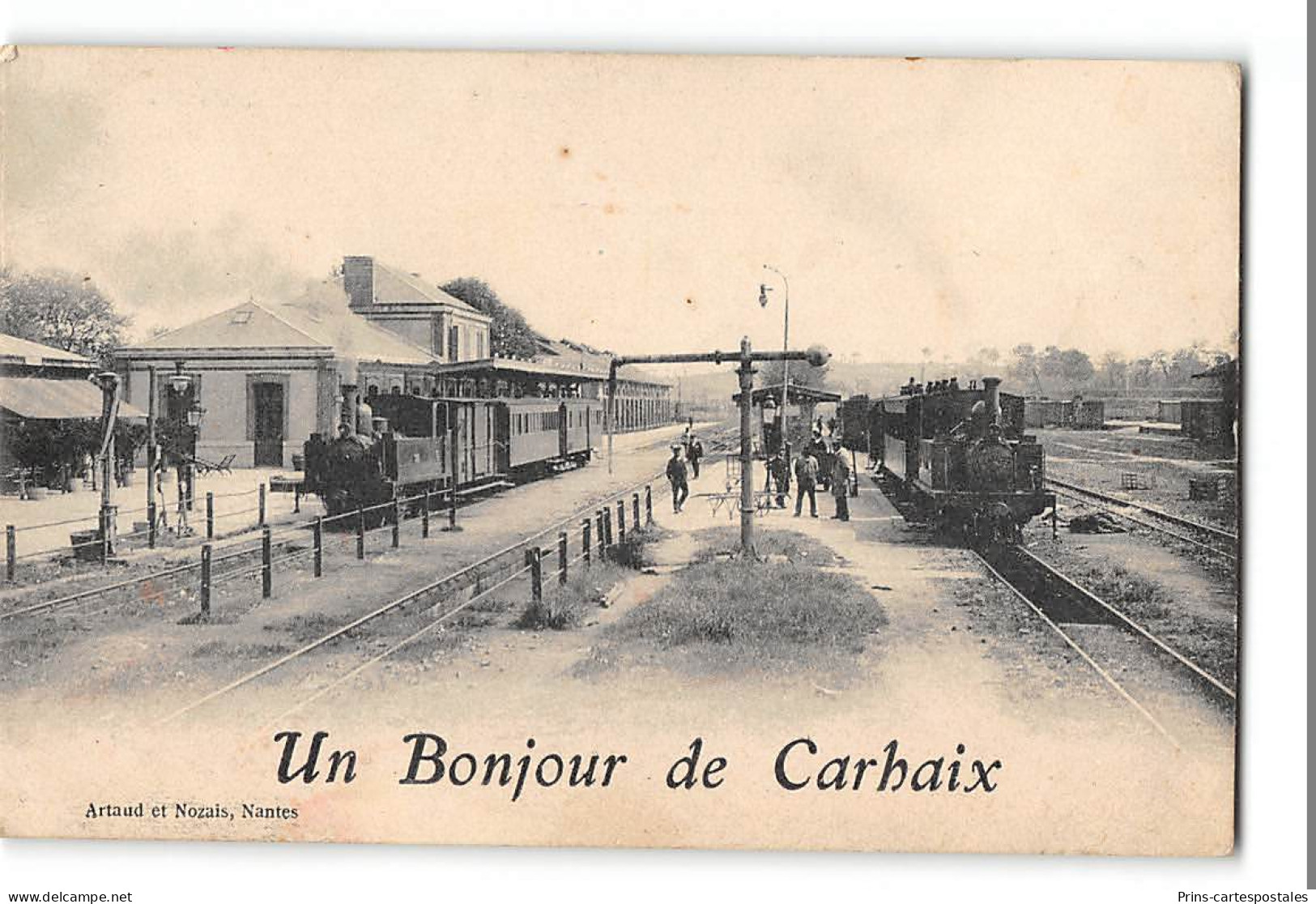 CPA 29 Un Bonjour De Carhaix La Gare Et Le Train Tramway - Carhaix-Plouguer