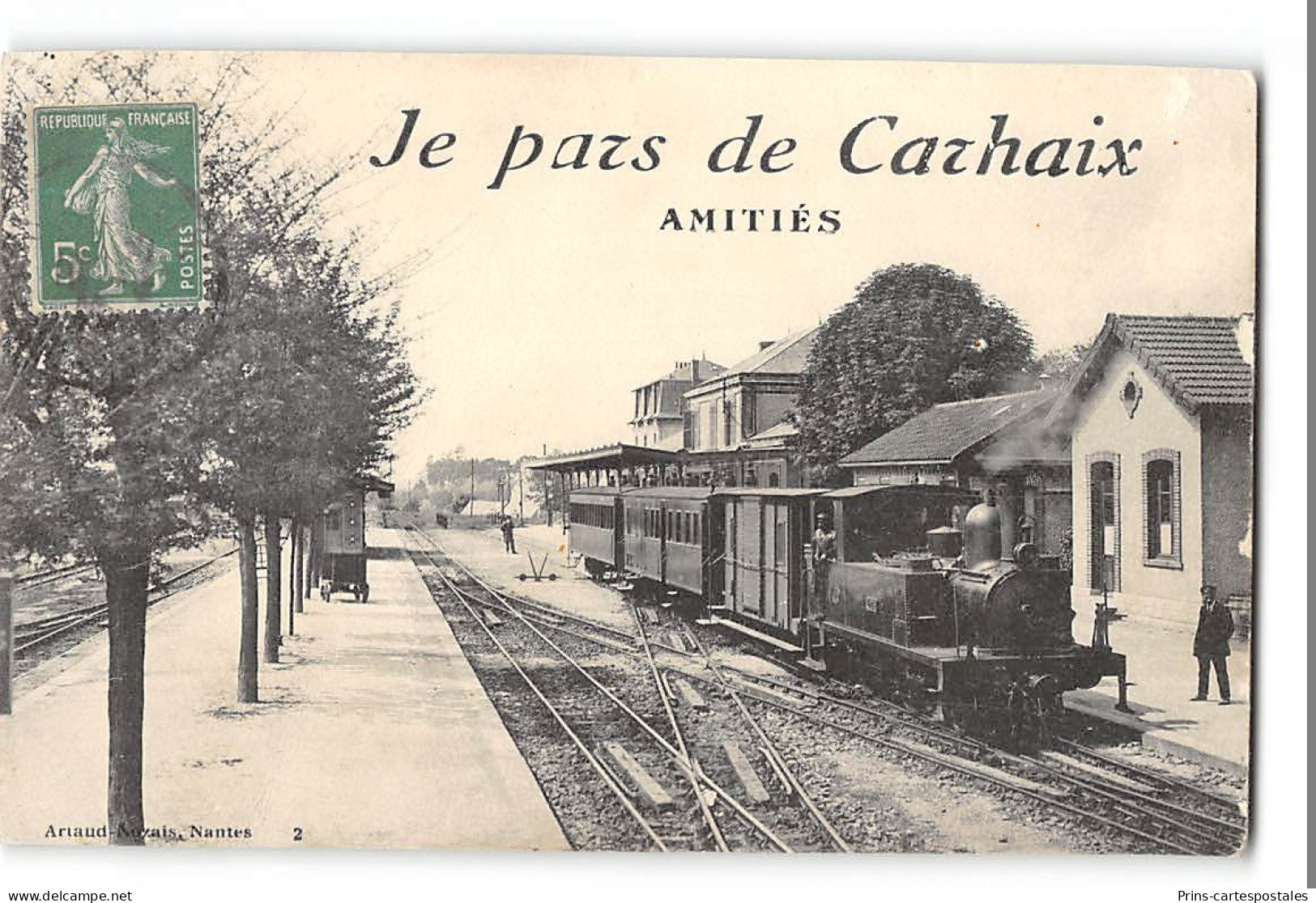 CPA 29 Je Pars De Carhaix La Gare Et Le Train Tramway - Carhaix-Plouguer