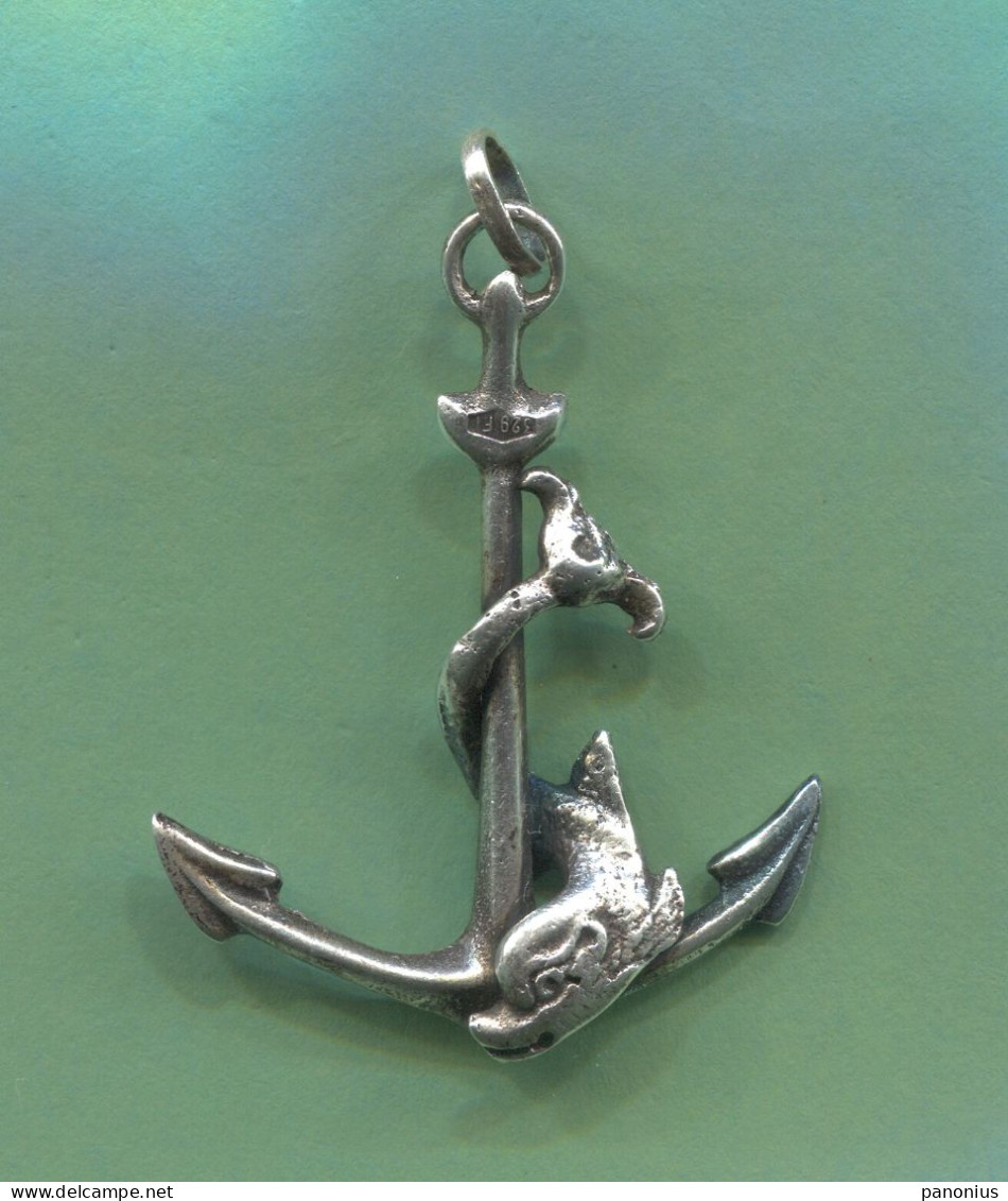 Anchor Old Silver Pendant, Ship Navy, 10 Gr / D 50 X 40 Mm - Hangers