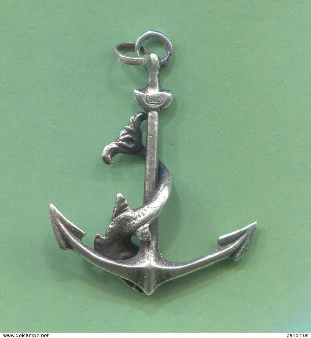 Anchor Old Silver Pendant, Ship Navy, 10 Gr / D 50 X 40 Mm - Pendants