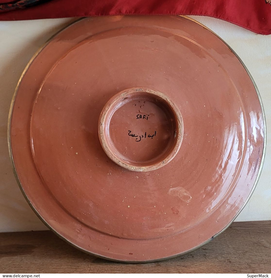 SAFI (Maroc) Plat à Couscous, céramique & cuivre, Diam. 42 cm, années 60