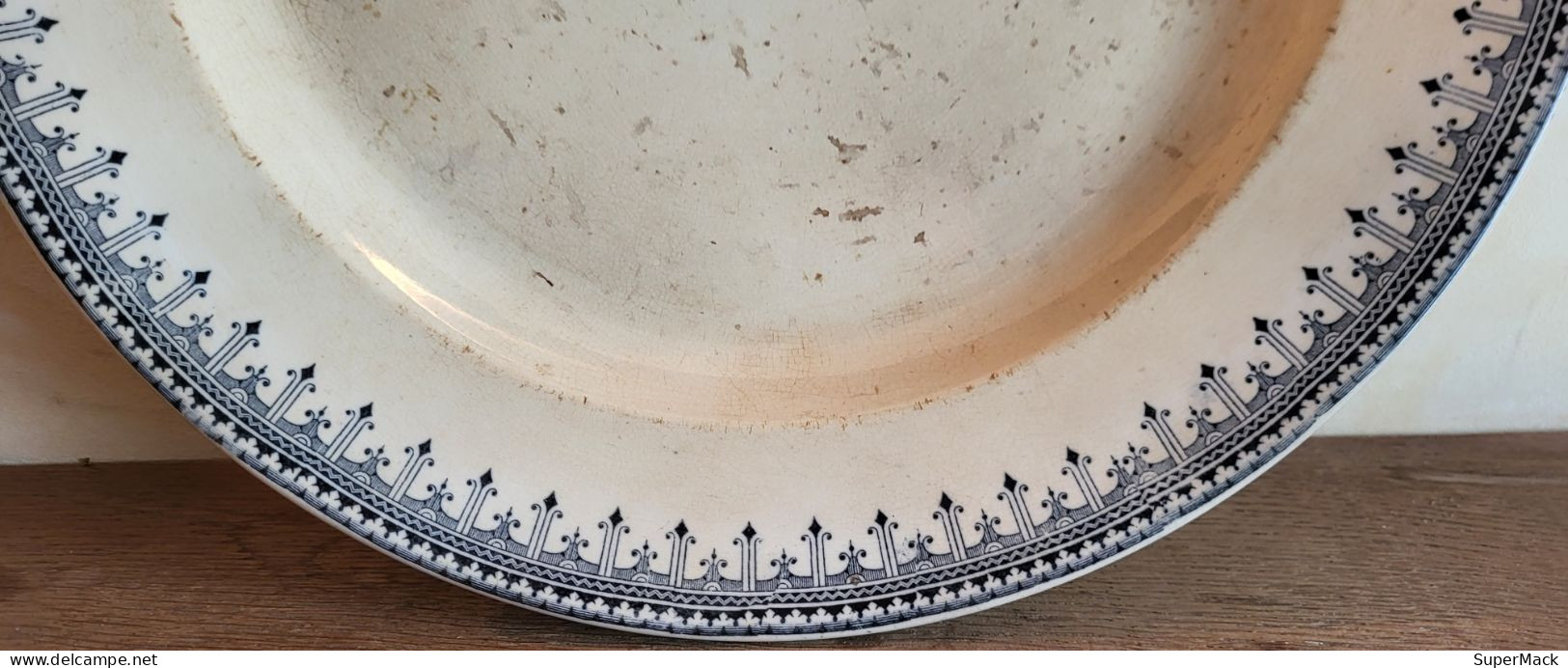 Ancien Grand Plat En Faïence émaillée 34 Cm - Sonstige & Ohne Zuordnung