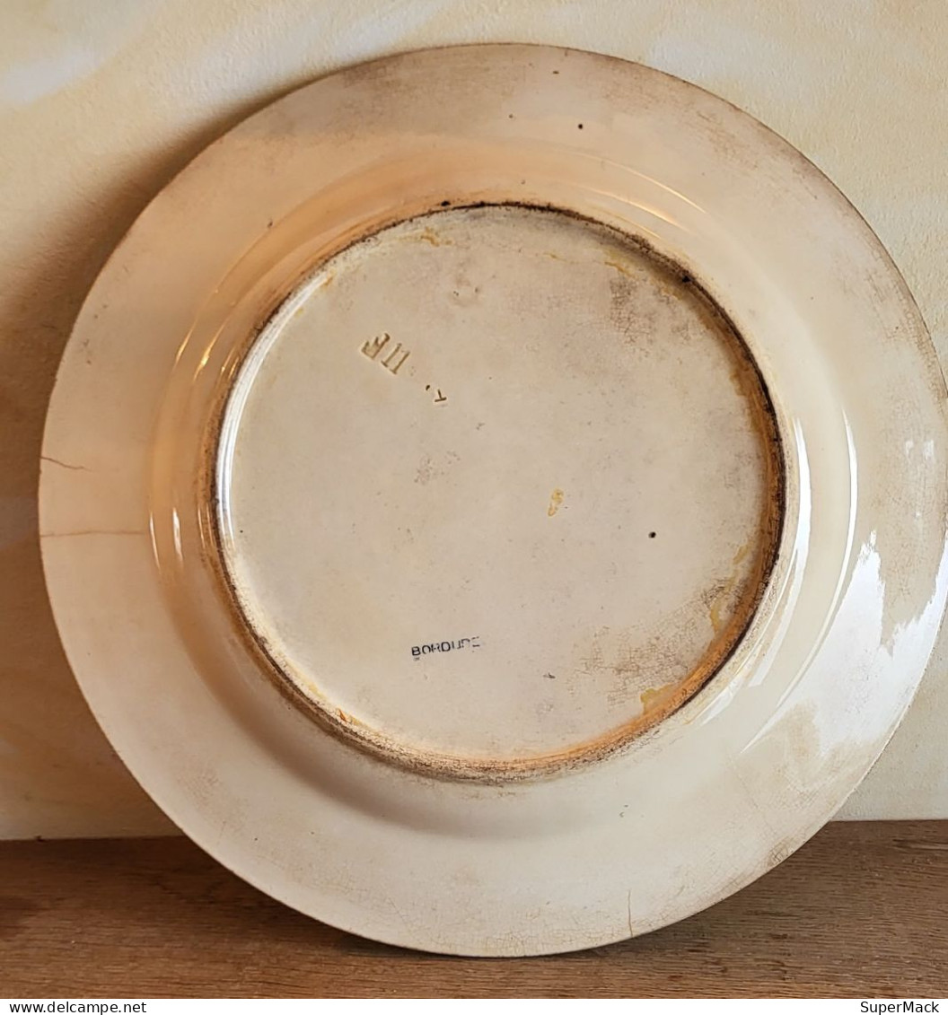 Ancien grand plat en faïence émaillée 34 cm