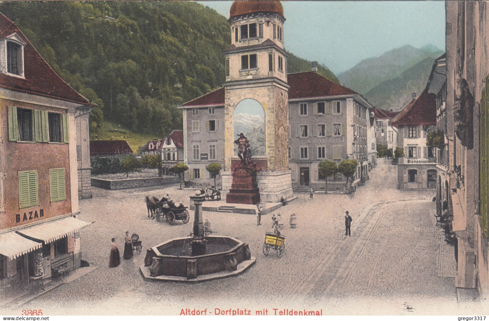 D8433) ALTDORF - Dorfplatz Mit Telldenkmal - Tolle DETAILS Alt ! 1907 - Altdorf