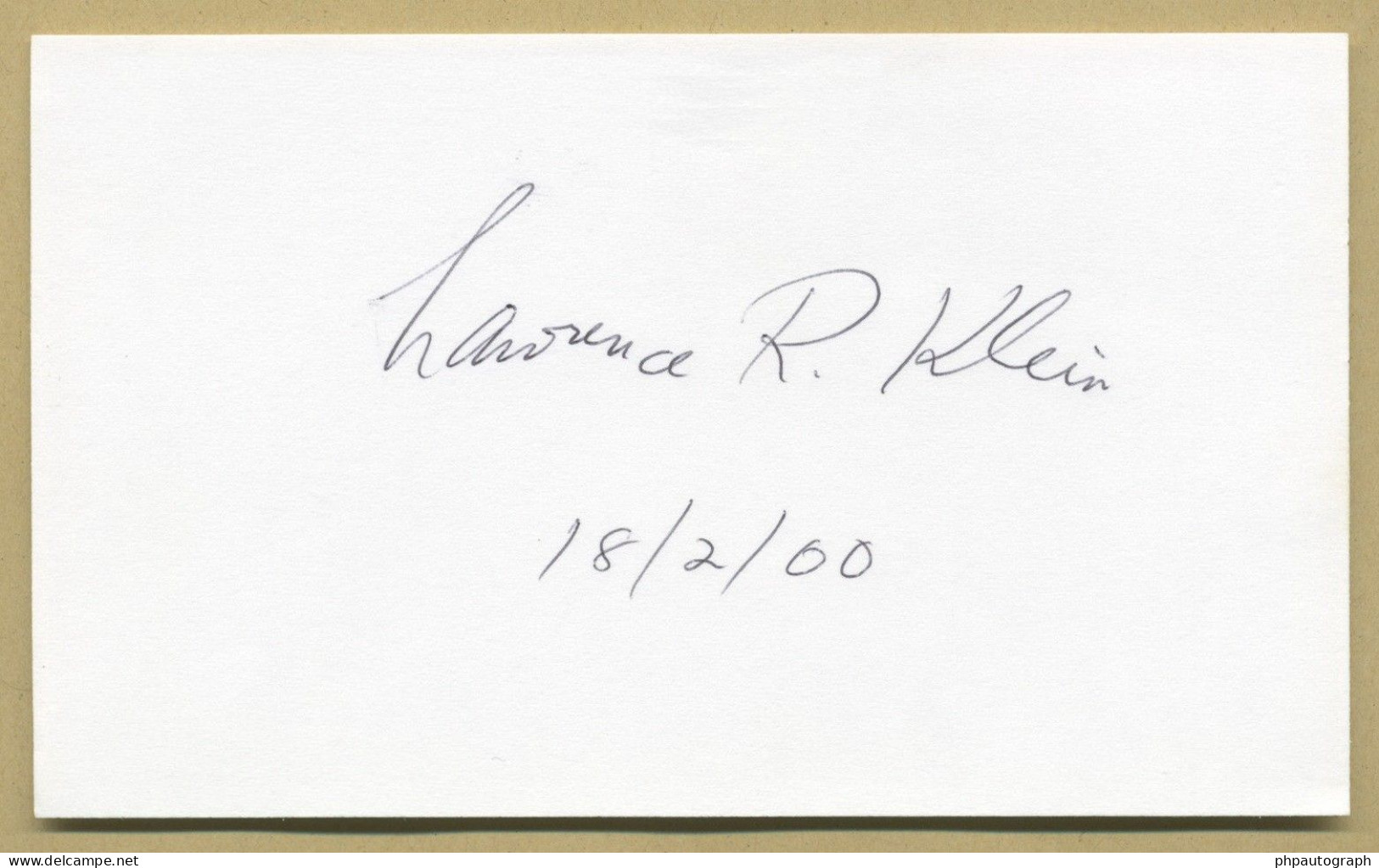 Lawrence Klein (1920-2013) - Economist - Signed Card + Photo - Nobel Prize - Inventors & Scientists