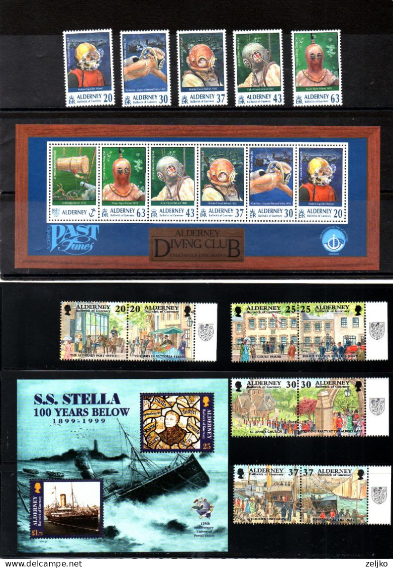 *** UK, GB, Great Britain, Alderney, MNH, 1998 - 2002, Michel 116 - 204, Complete, See Description - Alderney