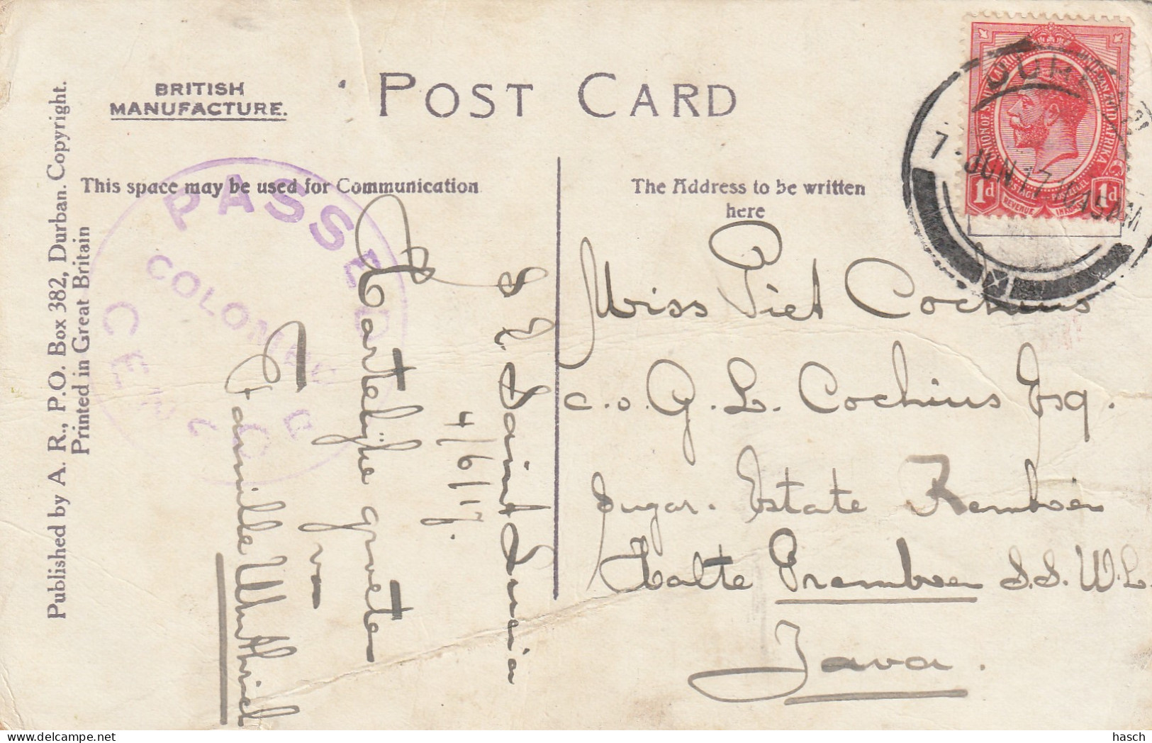 4917 19 Durban, West Street. 1917. (Various Folds)  - Afrique Du Sud