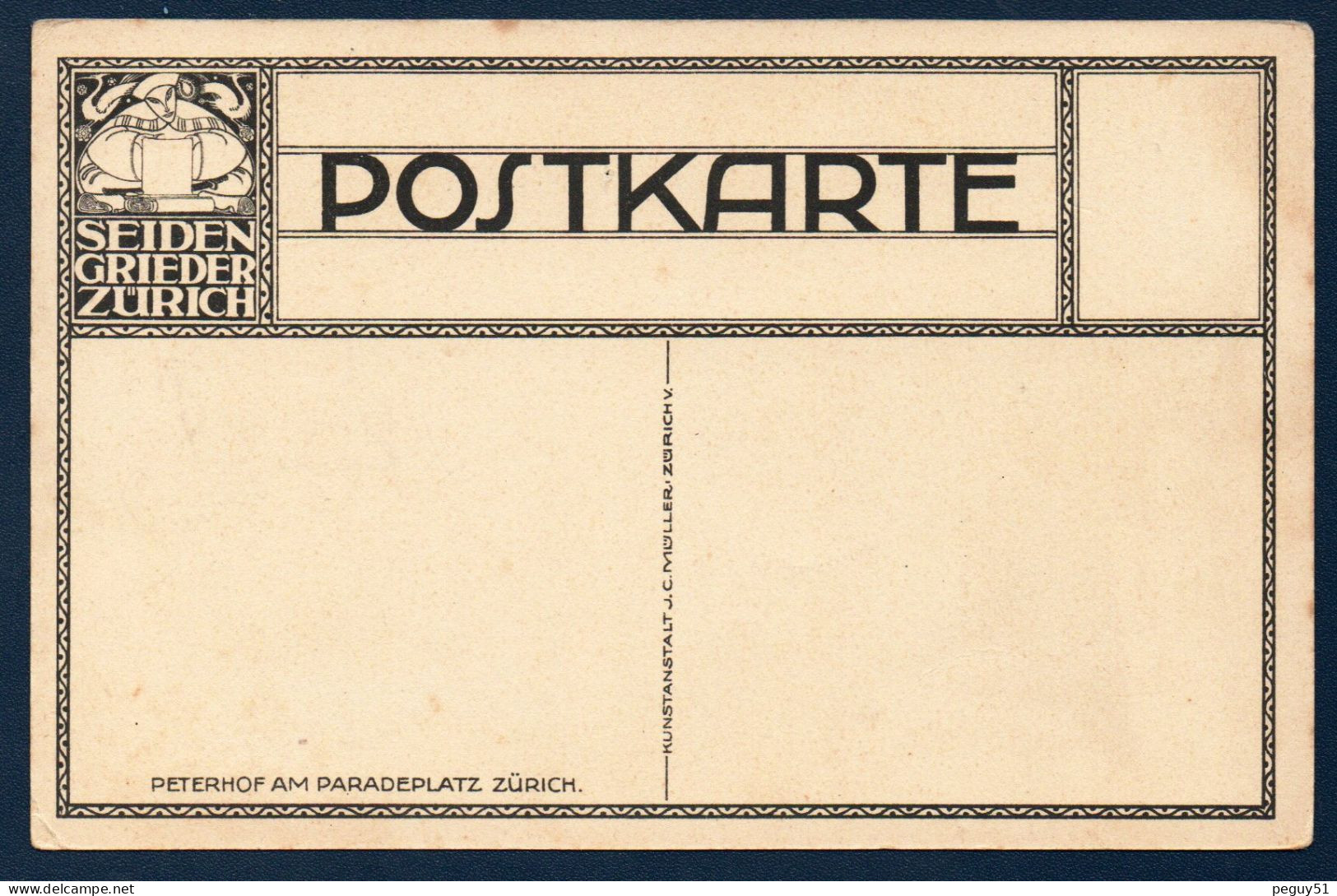 Zürich. Sté Adolf Grieder & Cie, Ventes Articles En Soie ( Fondée En 1889 Puis Bâtiment Peterhof, Paradeplatz En 1893) - Zürich