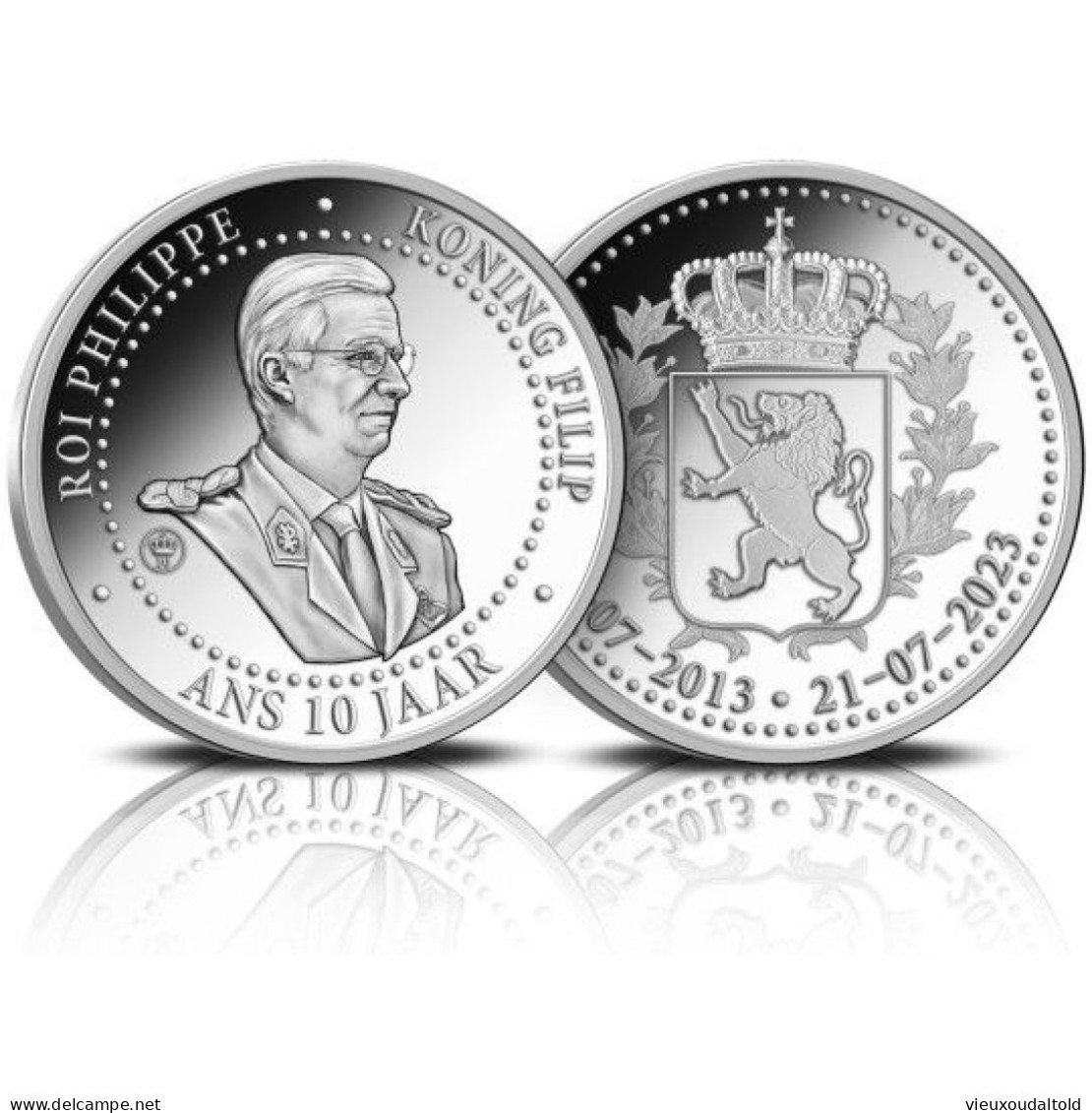 België Herdenkingsmunt  Koning Filip Van België - 10 Jaar Jubileum  Met Genummerd Certificaat - Autres & Non Classés