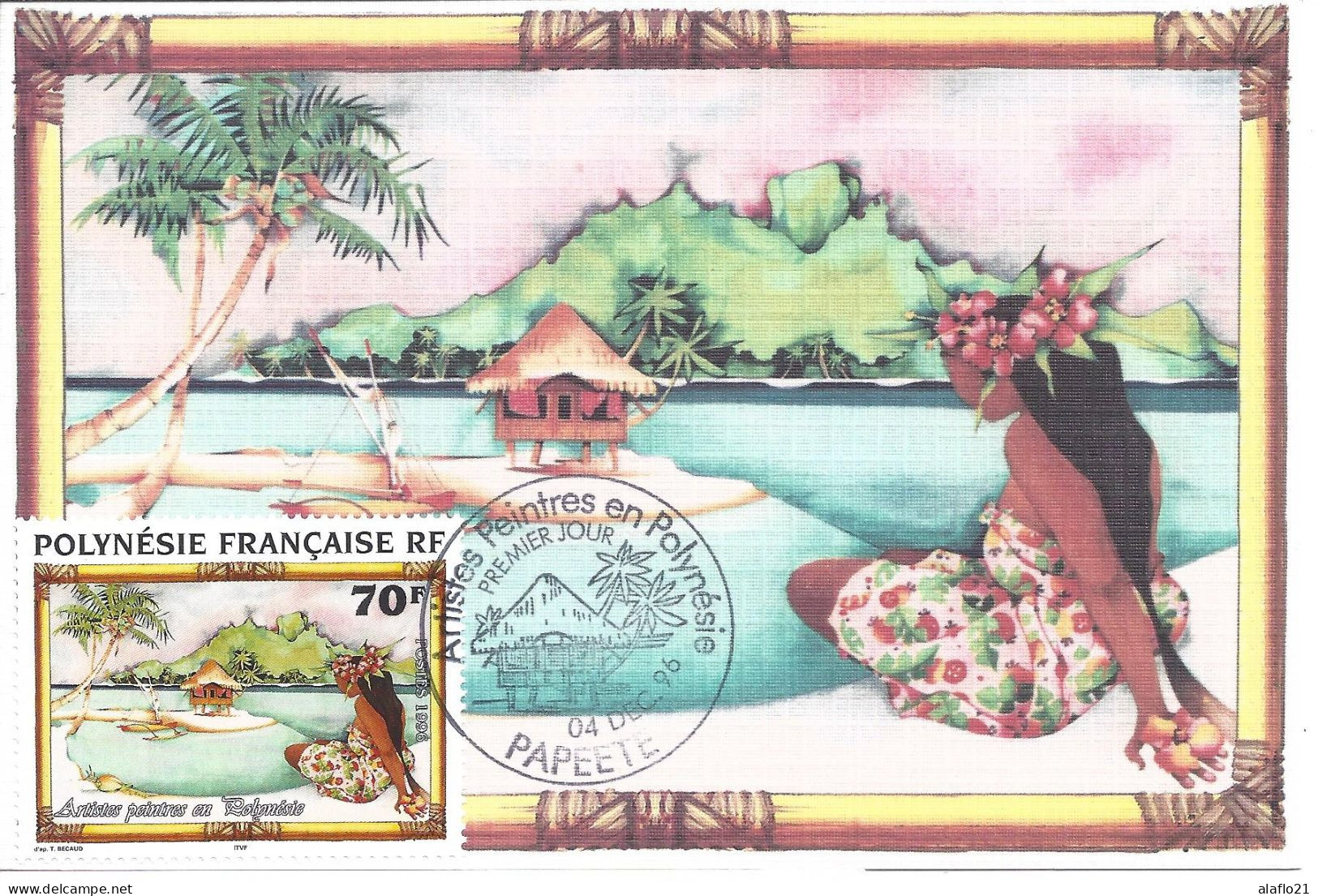 POLYNESIE - CARTE MAXIMUM 1er JOUR N° 520 - Série PEINTRES En POLYNESIE - T. Becaud - Cartoline Maximum